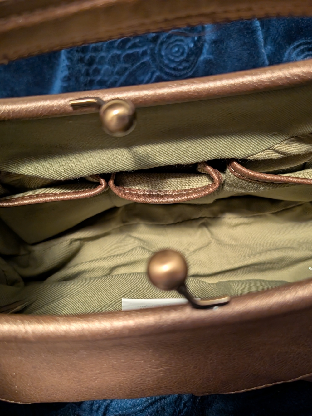 Women's Metallic Bronze Frame Clutch Handbag